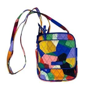 VERA BRADLEY Women's Signature Quilted Double Zip Color-block Crossbody Purse